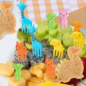 quirzx Dinosaur Sandwich Cutters for Kids, Animal Shapes Mini Vegetable Fruit Cookie Cutters Mold and Food Pick Set for Lunchbox Bento Box - 13 Pcs