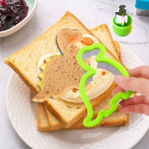 quirzx Dinosaur Sandwich Cutters for Kids, Animal Shapes Mini Vegetable Fruit Cookie Cutters Mold and Food Pick Set for Lunchbox Bento Box - 13 Pcs