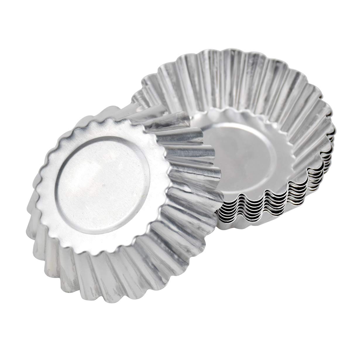 HQdeal 30 Packs Egg Tart Molds, Mini Aluminum Cake Muffin Moulds Tins Pans, Non-Stick Cupcake Cake Moulds, Pudding Moulds, Baking Cookie Moulds, Kitchen Resuable Baking Tools(Silver)