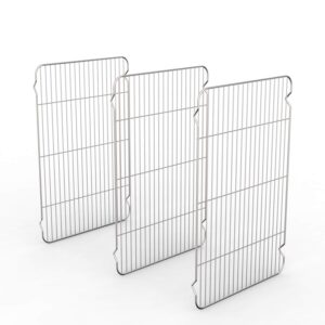 zacfton cooling rack set of 3, baking rack stainless steel wire rack for baking cooking roasting grilling cooling, 15” x 11” x 0.5” wire racks, fit various size cookie sheets oven