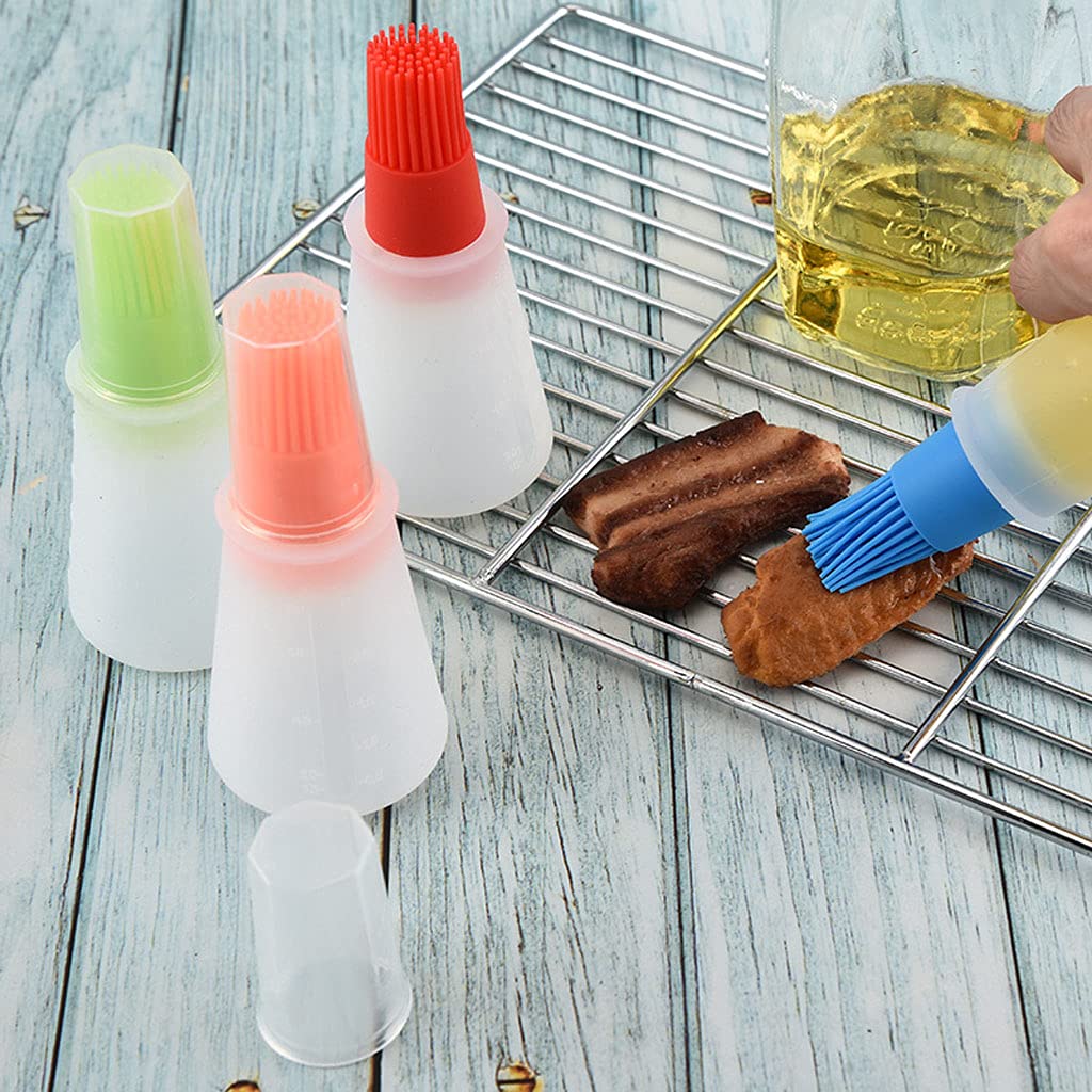 Silicone Oil bottle brush，BBQ/Pastry Basting Brushes,Silicone Cooking Grill Barbecue Baking Pastry Oil/Honey/Sauce Bottle Brush (4 PCS,Multicolor)