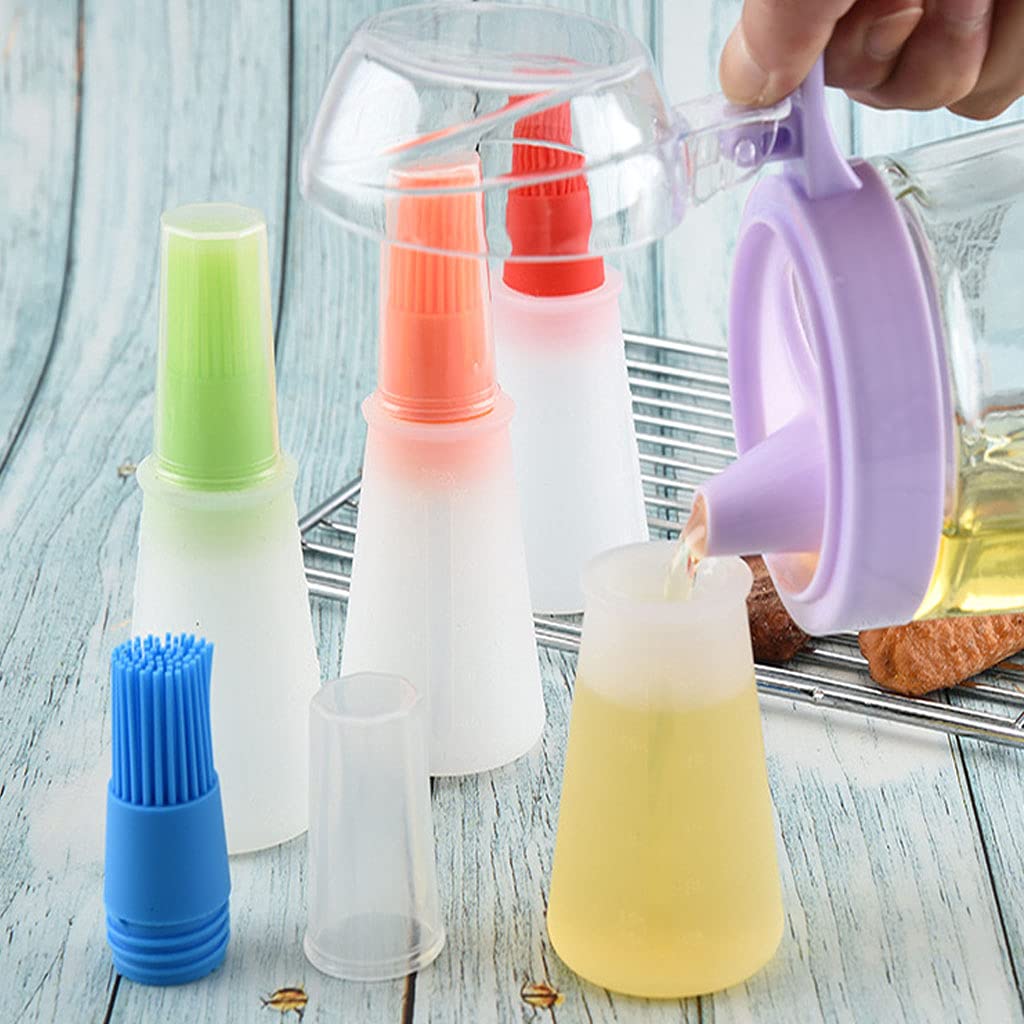 Silicone Oil bottle brush，BBQ/Pastry Basting Brushes,Silicone Cooking Grill Barbecue Baking Pastry Oil/Honey/Sauce Bottle Brush (4 PCS,Multicolor)