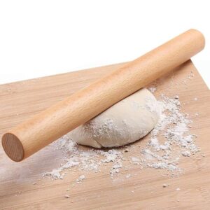 wooden rolling pin for baking pizza making, professional dough roller rolling pins wood, 15-3/4-inch by 1-1/4 inch, beech wood for baking pizza, clay, pasta, cookies, roller pins baking (wooden)