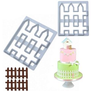 moldfun 2pcs wood fence cookie cutter plastic mold for fondant, gum paste, polymer clay, cake border decorating