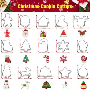 Hibery 15 Pcs Christmas Cookie Cutters, Holiday Cookie Cutters Including Snowman, Gingerbread, Christmas Tree, Snowflake Gingerbread Cookie Cutters Christmas Shapes and More