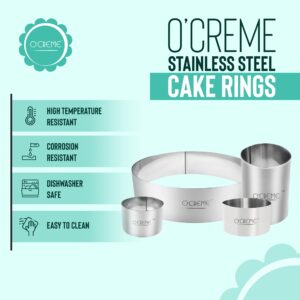 O'Creme Cake Ring Sturdy Stainless Steel Round Mousse Cake Ring Mold for Baking, Dessert Cake Decorating Pastry Rings 3 Inch Diameter x 3 Inch High