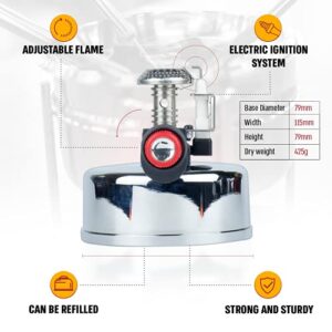 Portable Countertop Butane Burner by Finjan- Portable Butane Burner for Indoor Use. Ideal for Lab or Home- Syphon Coffee Making, Fondue Warmer, S’mores Maker