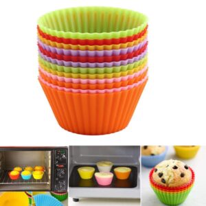 Tvoip Mini Muffin Pan - Reusable Silicone Cupcake Molds 2in 24 Pack - Small Baking Cups Truffle Cake Pan Set Nonstick in (Random 6 Colors)