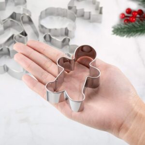 Christmas Cookie Cutters, 8Pcs Winter Holiday Cookie Cutter Set, Stainless Steel Metal Cutter with Gingerbread Men,Christmas Tree,Snowflake, Candy Cane, Angel, Santa Face,Stocking,Mitten