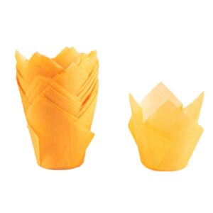 Baking Cups,200pcs Tulip Cupcake Liners Baking Paper Cups Holders Greaseproof Muffin Cases Wrappers for Wedding Birthday Party Baby Shower, Standard Size (yellow)