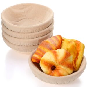 5 pieces 8.5 inch banneton bread proofing basket round sourdough proofing basket banneton basket dough proofing bowl with liners and scatters for home making bread bakers baking