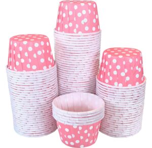 pink bulk mini candy nut paper cups - valentine mini baking liners - pink white polka dot - 100 pack