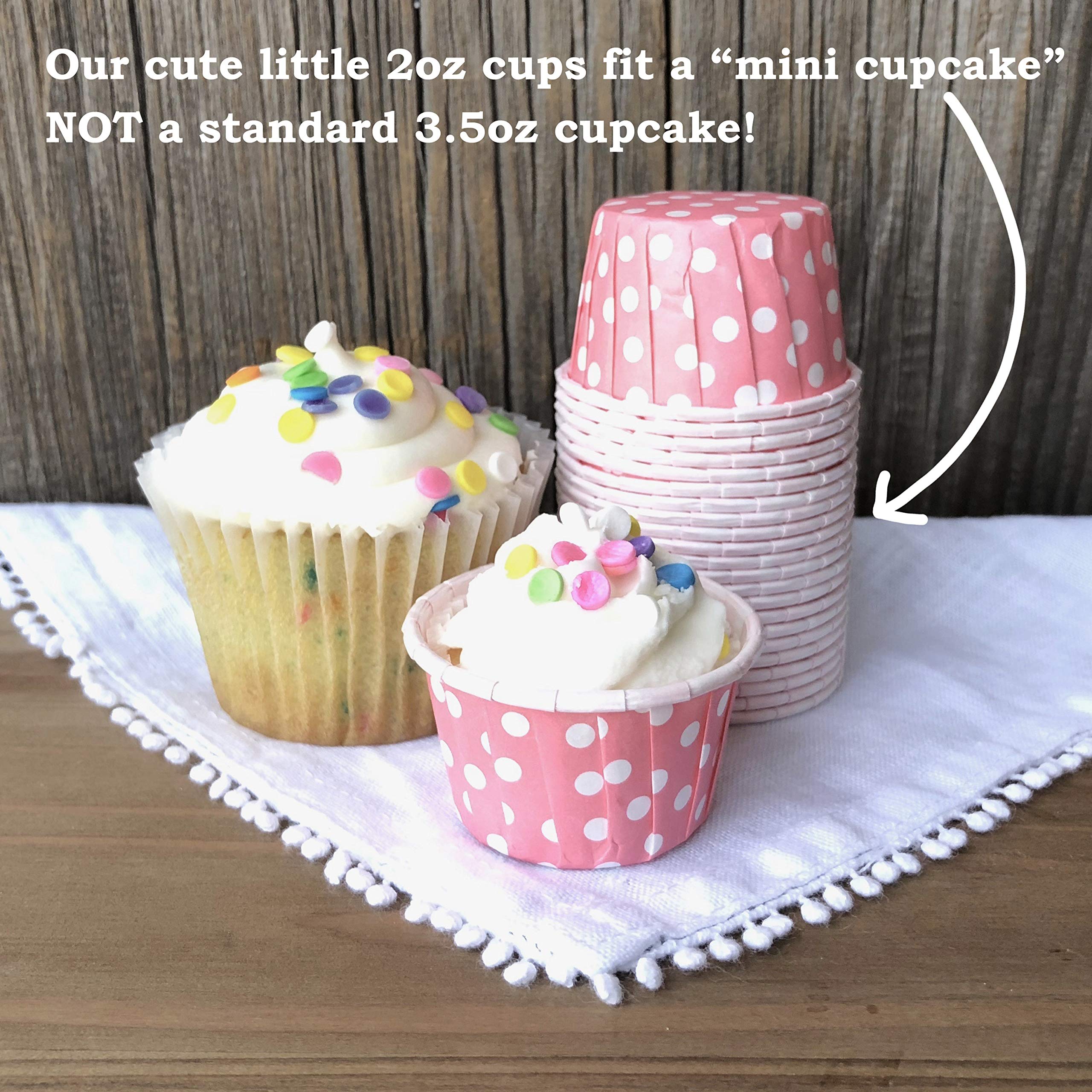 Pink Bulk MINI Candy Nut Paper Cups - Valentine Mini Baking Liners - Pink White Polka Dot - 100 Pack