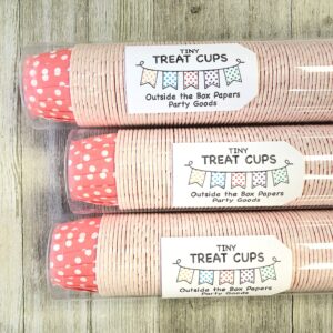 Pink Bulk MINI Candy Nut Paper Cups - Valentine Mini Baking Liners - Pink White Polka Dot - 100 Pack