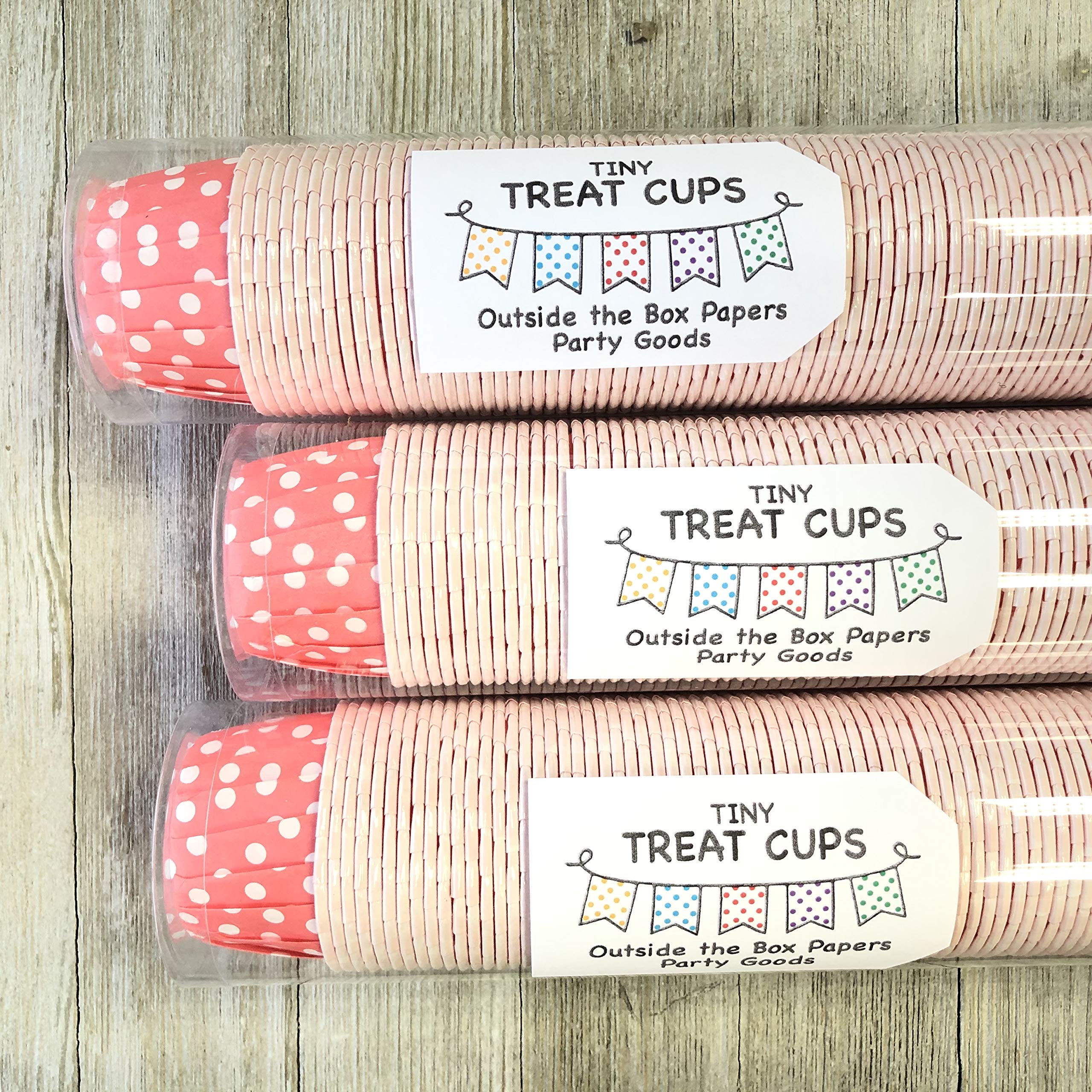 Pink Bulk MINI Candy Nut Paper Cups - Valentine Mini Baking Liners - Pink White Polka Dot - 100 Pack