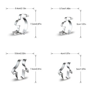 Penguin Cookie Cutter Baking Set - 4 Pieces Animal Shapes Stainless Steel Metal Biscuit Mold Cutter for Kids Birthday Kitchen Baking Halloween Christmas Easter Party Decoration Favor