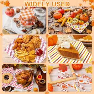 240Pcs Wax Paper Dry Waxed Deli Paper Sheet 12x12 inch Sandwich Wrap Paper Pumpkin Maple Leaf Checkered Decorative Parchment Paper Food Basket Liners for Home Kitchen Picnic Party