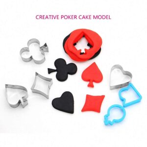 4Pcs/Set SMALL SIZE Casino Playing Cards Suit Stainless Steel Cookie Cutters Poker Playing Bridge Fondant Cutters Set Cake Decorating Tool (Spade, Heart, Club and Diamond)