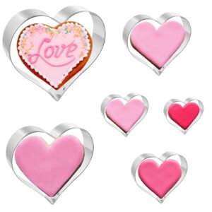 job jol cookie cutters 6 pcs, heart cookie cutters, 2'' to 4'', for valentine's day