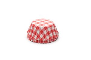 fox run gingham disposable bake cups, 3.25 x 3.25 x 1.25 inches, red