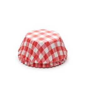 Fox Run Gingham Disposable Bake Cups, 3.25 x 3.25 x 1.25 inches, Red