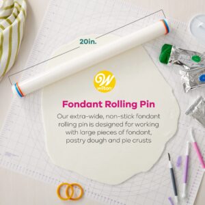 Wilton Large Fondant Rolling Pin with Guide Rings - Fondant Roller Ideal for Rolling Large Amounts of Fondant on Tiered Cakes, 20-Inch