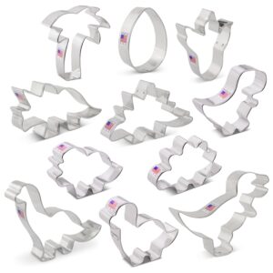 Dinosaur Cookie Cutters 11-Pc. Set Made in USA by Ann Clark, T-Rex, Triceratops, Brontosaurus, Dinosaur Foot, Dino Egg, and more