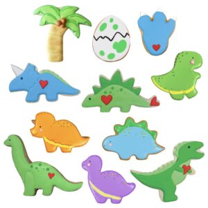Dinosaur Cookie Cutters 11-Pc. Set Made in USA by Ann Clark, T-Rex, Triceratops, Brontosaurus, Dinosaur Foot, Dino Egg, and more