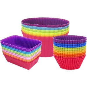 silicone cupcake baking cups jumbo muffin liners reusable non-stick cake molds sets (24-pack)