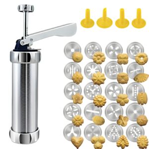 cookie press gun, cookie press, cookie press for baking, with 20 stainless steel cookie discs and 4 icing decorating nozzles, for home diy biscuit maker and decoration