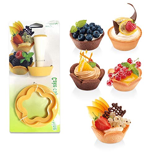 Plastic Pastry Tamper Tart Shell Molds Tart Cutter Flower/Round Dough Cookie Cutter Set Cupcake Mold for Muffin/Cupcake 602