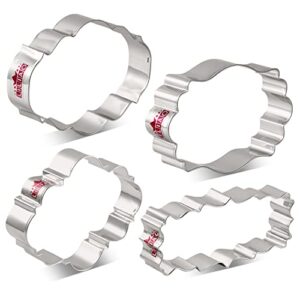 liliao plaque cookie cutter set frame fondant biscuit cutters for wedding - 4 piece - stainless steel