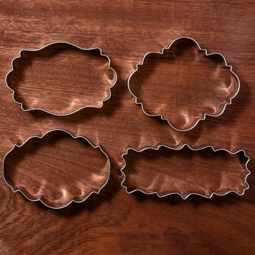 LILIAO Plaque Cookie Cutter Set Frame Fondant Biscuit Cutters for Wedding - 4 Piece - Stainless Steel