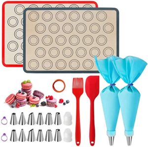 21 pcs silicone macaron baking mats kit reusable nonstick pastry food safe for cookies macaron and cake