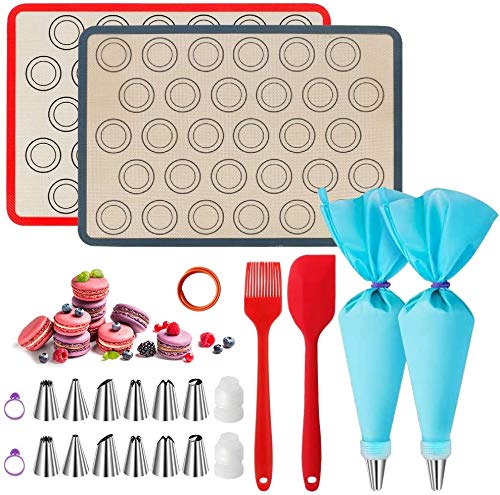 21 Pcs Silicone Macaron Baking Mats Kit Reusable Nonstick Pastry Food Safe for Cookies Macaron and Cake