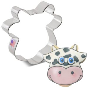 cow face cookie cutter, 4" made in usa by ann clark