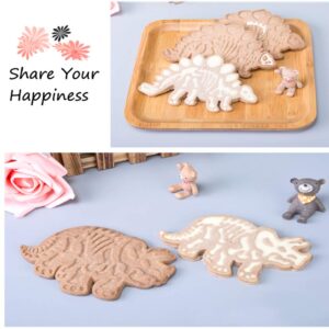 Jurassic Dinosaur Cookie Cutters and Skeleton Stampers T-Rex Stegosaurus Triceratops Fossil Cookie Cutters Set (Pack of 6)