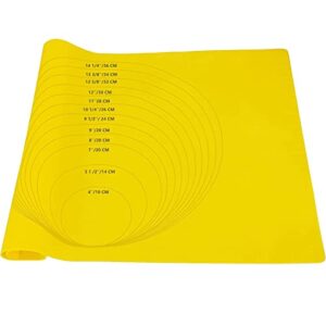 silicone baking mat silpat pie rolling mat with plastic dough scraper non stick pastry mat for rolling dough with measurement large silicone baking mat macaron bread cookies pizza mat(yellow)