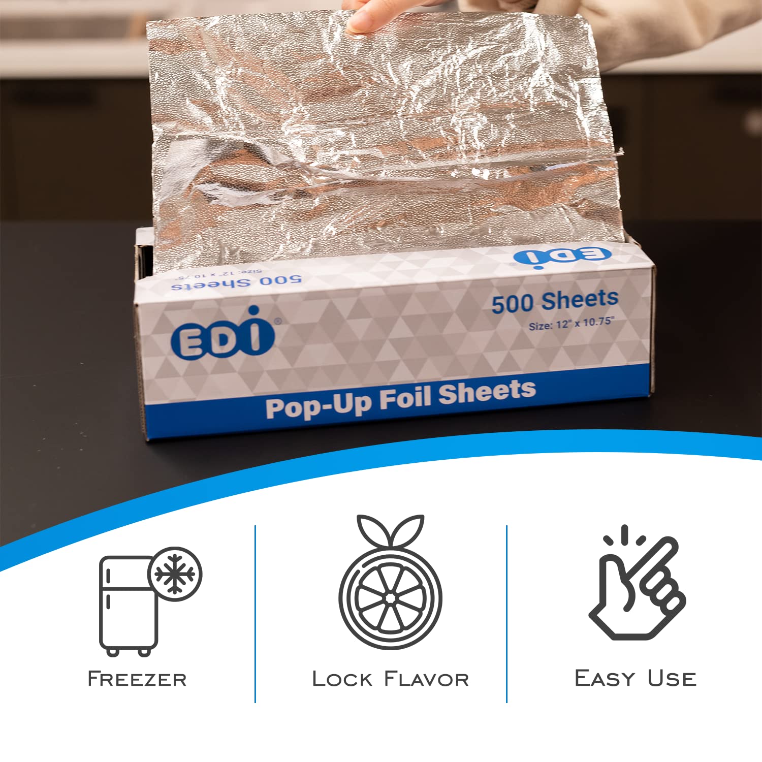 EDI Heavy Duty Aluminum Foil - Pop Up Sheets (12" x 10.75", 500)