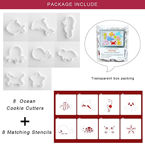 Ocean Cookie Cutters with Matching Cookie Stencils -Set of 16