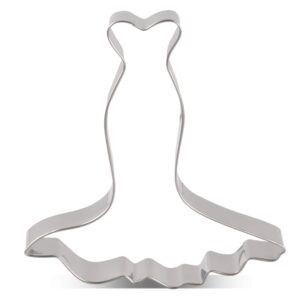 liliao wedding dress cookie cutter for wedding/engagement - 4 x 4.3 inches - stainless steel