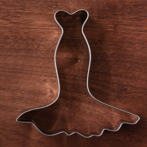 LILIAO Wedding Dress Cookie Cutter for Wedding/Engagement - 4 x 4.3 inches - Stainless Steel