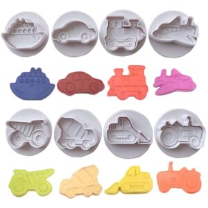 inspee 8 pcs baking cutter mold vehicle cake fondant transport car cookie plunger diy decorating tools