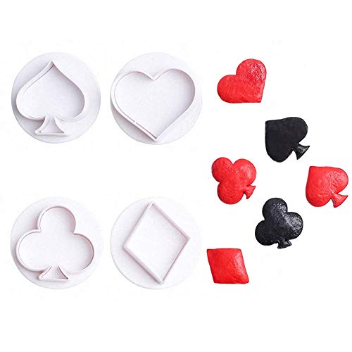 4Pcs/Set Poker Playing Bridge Plastic Cookie Cutter Playing Card Fondant Cutter (Spade, Club, Diamond, and Heart)