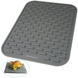 silicone roasting mat -food safe, non-stick silicone roasting rack with raised ridges & raised rim