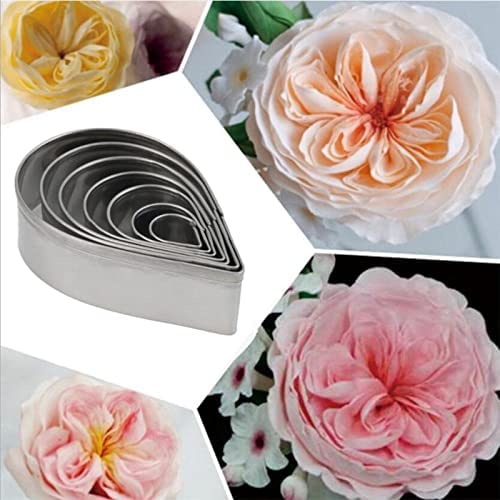 OKUBOX BT02 7pcs/set Stainless Steel Rose Petal Cake Cookie Cutter Mold Pastry Baking Mould Tear Drop Cutter Set