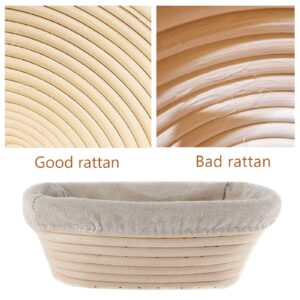 Oval Bread Proofing Basket, 8.3 Inch Fermentation basket Natural Rattan Bowl Sourdough Bread Basket Set Linen Liner Cloth for Professional and Home Bakers, 2 Pcs…