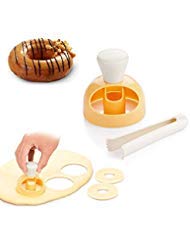 2 pack donut cake mould, 3 inch diy doughnut cutter biscuit stamp mould desserts cookie cutter maker mold kitchen baking tool (round and heart-shaped)