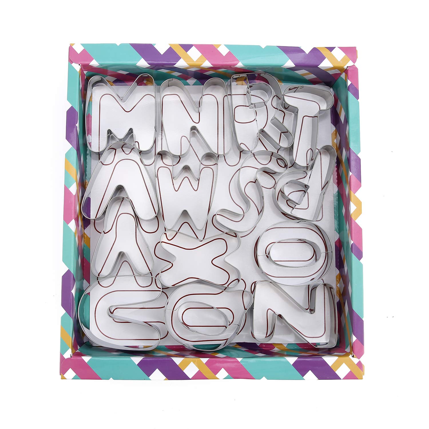 Alphabet Cookie Cutters - Large 26 Pcs 3 Inch Alphabet Letter Cookie Cutters Set Durable Stainless Steel for Baking and Decorating, Perfect for Birthday, Christmas, New Year and Holiday Party