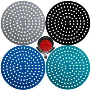 viwehots silicone air fryer liners, reusable air fryer silicone liners 4 pack, easy clean air fryer accessories, non stick dia 8" airfryer accessory parchment replacement basket liners mixing color